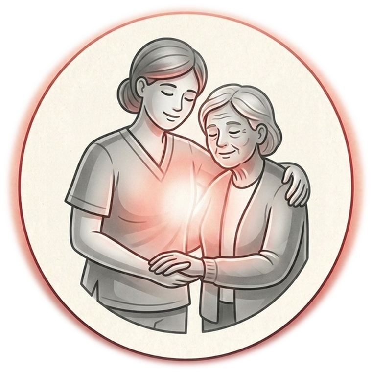 Caregiver supporting patient
